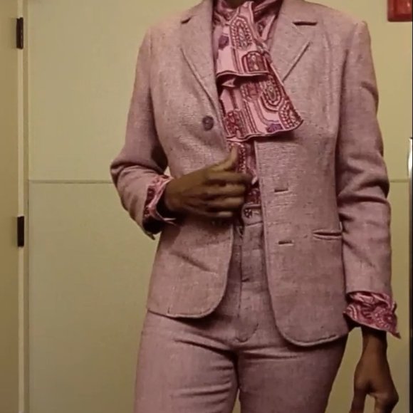 50s/60s Custom made pink wool pantsuit - Picture 3 of 6